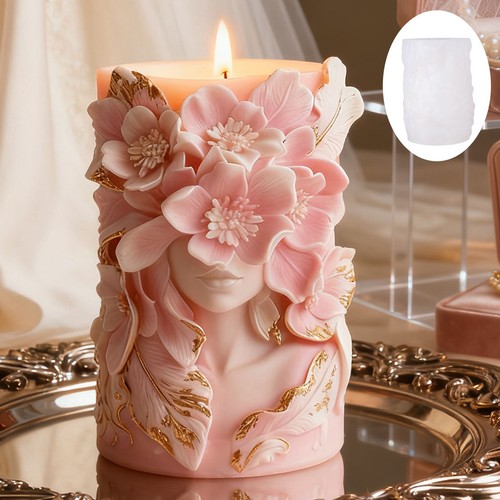 Floral face candle mold - 3d,