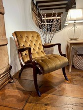 Beautiful Vintage Chesterfield  Velour Slipper Chair