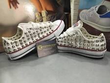 Converse All Star White Custom Studded Silver Skulls Clean