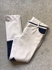 HACKED OFF CREAM BEIGE BLUE COTTON JODHPURS WAIST 30R EXCON