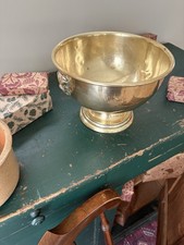 Vintage Brass Bowl With Lion Head Design 