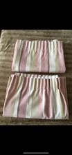PAIR OF LAURA ASHLEY AWNING STRIPE LINED CURTAINS(D150/W160cm)+2 CUSHION COVERS