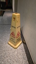 Yellow Caution Wet Floor Sign Safety Warning Cone, Cleaning in Progress