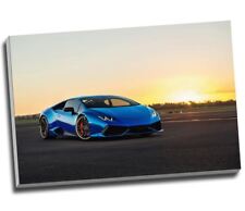Blue Chrome Lamborghini Huracan Super Car Canvas Print Wall Art 30x20" A1