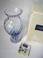 Caithness Hand Blown Glass Vase with Blue and Purple Swirl Design 20cm