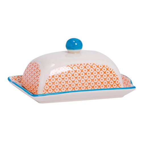 Hand printed butter dish - butter,