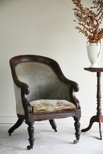 Antique 19th Century Mahogany Tub Library Bedroom Hall Occasional Armchair Chair