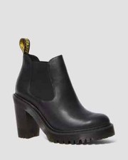 Dr Martens Hurston Sendal Leather Black Chelsea High Heeled Platform Boots UK 7