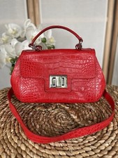 Hobbs red moc croc leather