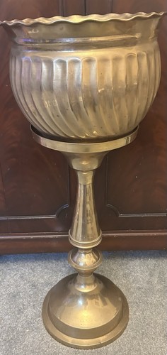 Vintage brass pedestal - pedestal, planter