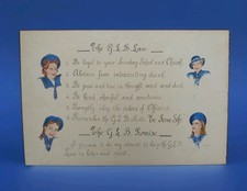 GIRLS LIFE BRIGADE HANDPAINTED SIGN VINTAGE 1945 RARE SIGNED GLB MOTTO PROMISE