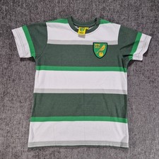 Norwich City Football T Shirt Size 8-9 Yrs P2P 15 Green/White Official Merch