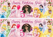 Personalised Disney Princess Birthday Banner Paper Wall Art Large 840mm x 305mm