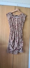 Tenki Women's Dress Size 8 Brown Feather Pattern Sleeveless