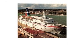 Shipping. M.S. Astor anchored at Mahon, Minorca. Spain.