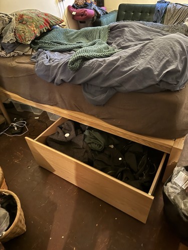 Muji brown wooden - bed, frame