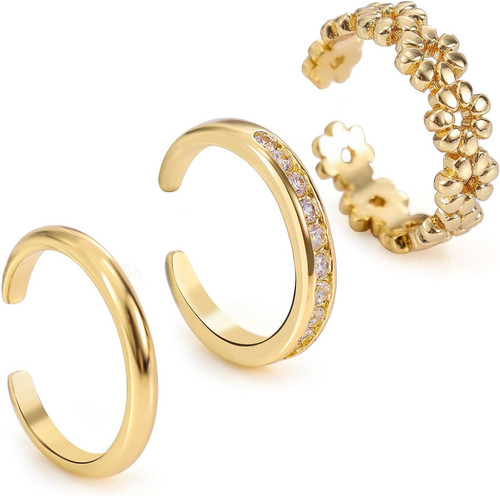 Gold toe rings - gold, women,open