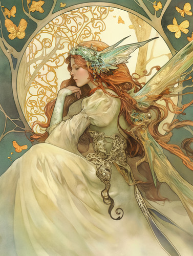Enchanted fairy art nouveau - fairy, in
