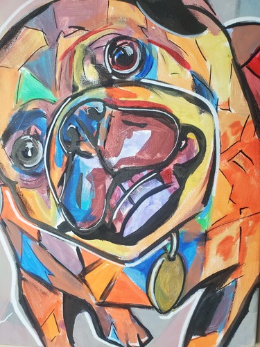 11x14 original acrylic pug - 11x14,