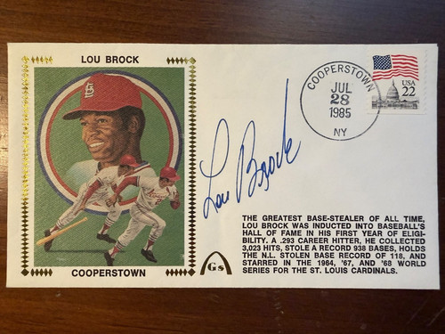 Lou brock signed fdc 1985 - brock,