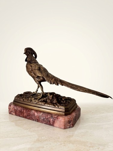 19thc antique bronze pheasant - 19thc,