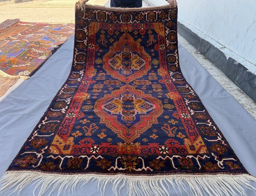 Blue antique afghan - antique, baluchi