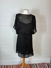 NEXT SIZE 10 BLACK & GOLD DRESS TASSEL DETAIL DRAWSTRING WAIST BNWT