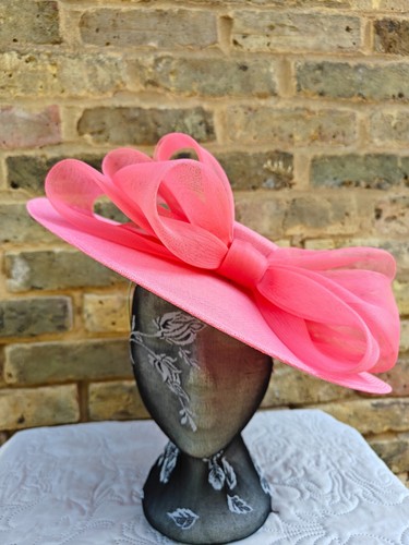 Coral pink large fascinator - coral,