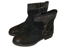 Bellissimo Womens Suede Ankle Boots size 8 EU41 Black Leather Studded Bnib