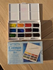Vintage Winsor & Newton Cotman Water Colour Box Set 12 Pans & brush Discontinued