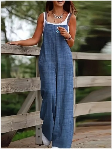 Womens cotton linen jumpsuit - womens,