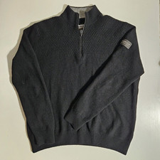 Barbour International Wool Knit Jumper 1/4 Zip Black Medium M
