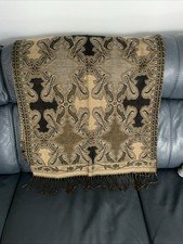 Black And Mustard Coloured Pashmina Shawl/ Scarf Lovely Condition