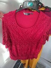 Cerise Pink Short Sleeve Top By EWM. Size Medium - 14/16