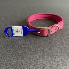 Ancol  Dog Collar Pink 45-54cm Pink Padded Nylon Heritage D Ring Logo ID Loop S6