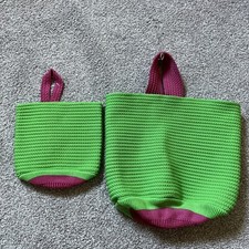 Ikea STICKAT Green Knit Hanging Basket Bag Kids Toy Storage Pink 702.978.42 Set