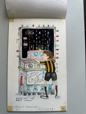 Babette Cole Original Drawn Signed 1983 Watercolour Birthday Card Drawing & Note