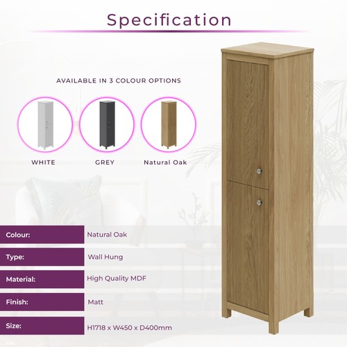 Natural oak ribbed vanity unit - oak,