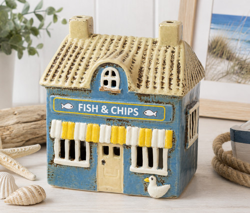 Ceramic tealight holder fish - ceramic,