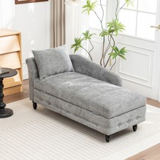 Grey Chenille Chaise Longue