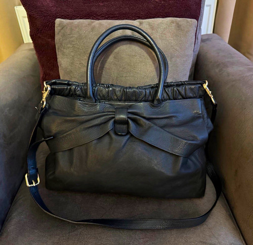 Red valentino black leather - black,