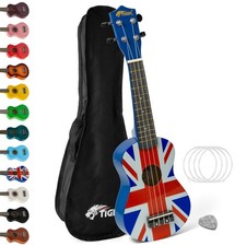 Tiger UKE10-UK Union Jack Soprano Ukulele with Bag, Felt Pick & Spare Strings