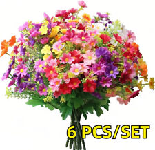 6 Bundles Artificial Silk Daisy Flowers for Outdoor Indoor Decor Graves Garden