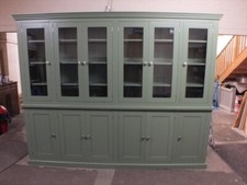 Buckingham Painted Large Glazed 6 Door Library Unit, F&B calke green, HAND MADE