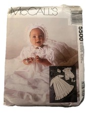5500 McCalls Sewing Pattern Infants Christening Gown Slip Bonnet Bootees Babies