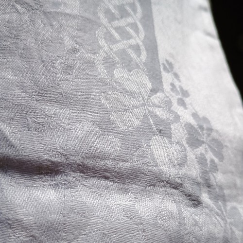 Large white damask tablecloth - white,