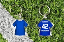 IPSWICH personalised t-shirt keyring. Add your own name and number. retro
