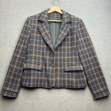 Joules Blazer Women UK 14 L WOOL Tweed Jacket Latimer Parade Check Plaid Tartan