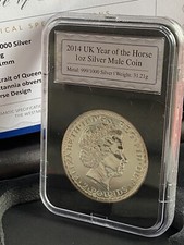 2014 UK YEAR OF THE HORSE 1 oz SILVER MULE £2 COIN - " Mule Error". Cased, Cert.