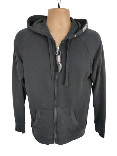 Replay black medium hoodie zip - black,
